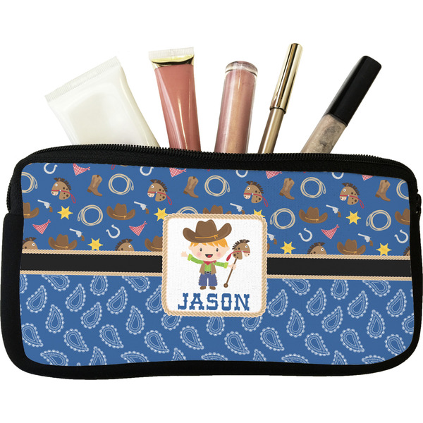 Custom Blue Western Makeup / Cosmetic Bag - Small (Personalized)