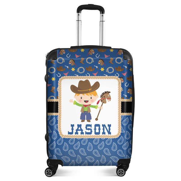 Custom Blue Western Suitcase - 24" Medium - Checked (Personalized)