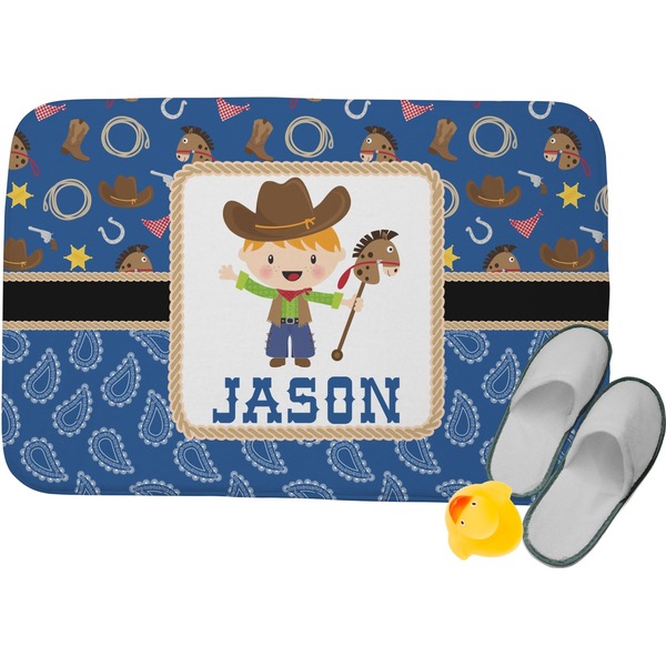 Custom Blue Western Memory Foam Bath Mat - 24"x17" (Personalized)
