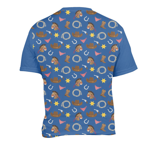 Blue Western Men's Crew Neck T Shirt Medium - Back