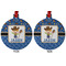 Blue Western Metal Ball Ornament - Front and Back