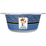 Blue Western Stainless Steel Dog Bowl (Personalized)