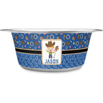 Blue Western Stainless Steel Dog Bowl - Large (Personalized)