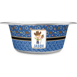Blue Western Stainless Steel Dog Bowl - Small (Personalized)