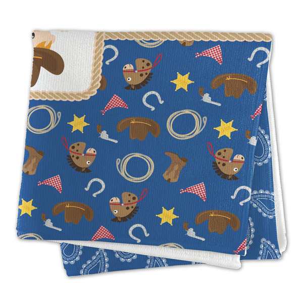 Blue Western Microfiber Dish Rag - FOLDED (square)