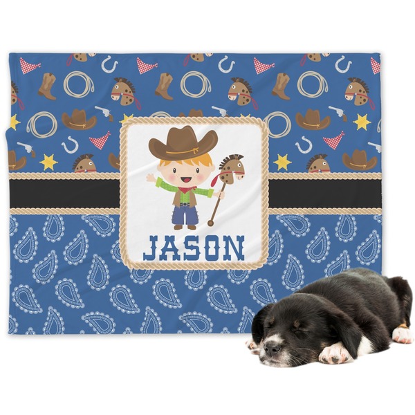 Custom Blue Western Dog Blanket (Personalized)