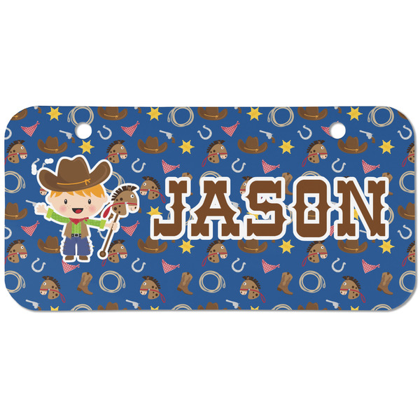 Custom Blue Western Mini/Bicycle License Plate (2 Holes) (Personalized)