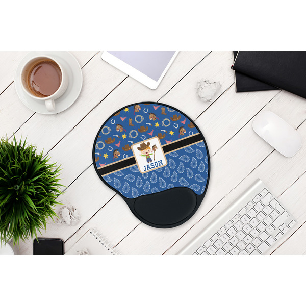 Blue Western Mouse Pad with Wrist Rest - LIFESYTLE 1