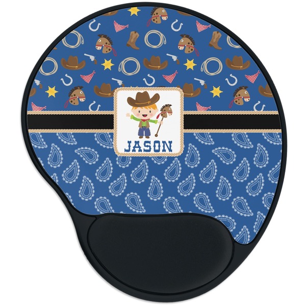 Custom Blue Western Mouse Pad with Wrist Support