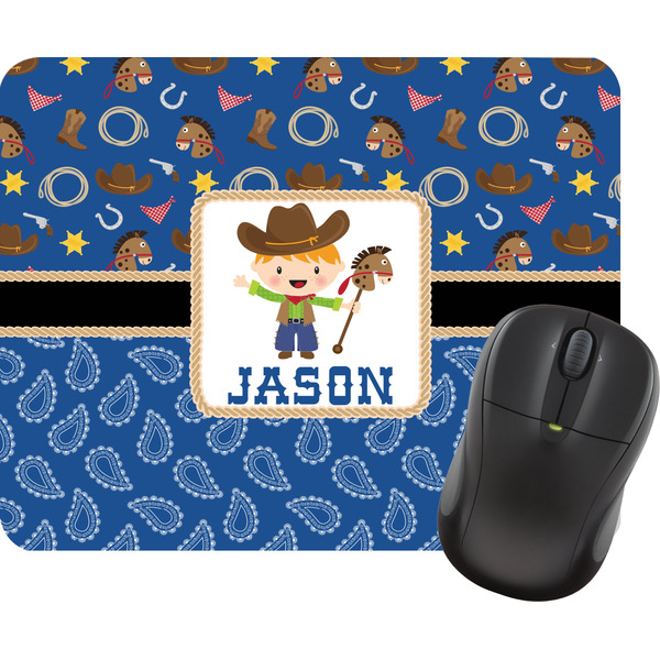 Custom Blue Western Rectangular Mouse Pad (Personalized)
