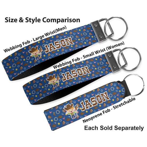Blue Western Multiple Key Ring comparison sizes