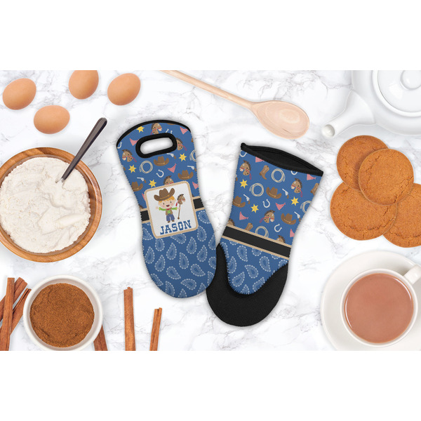 Blue Western Neoprene Oven Mitt - Lifestyle Image