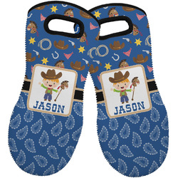 Blue Western Neoprene Oven Mitts - Set of 2 w/ Name or Text