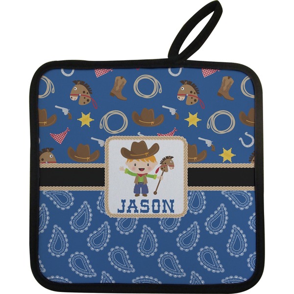 Custom Blue Western Pot Holder w/ Name or Text