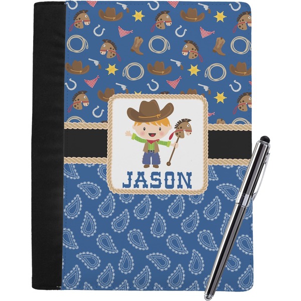 Custom Blue Western Notebook Padfolio - Large w/ Name or Text
