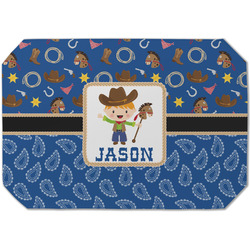Blue Western Dining Table Mat - Octagon (Single-Sided) w/ Name or Text