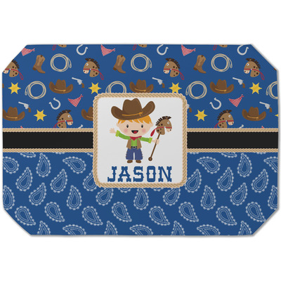 Blue Western Dining Table Mat - Octagon (Single-Sided) w/ Name or Text