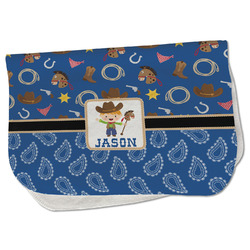 Blue Western Burp Cloth - Fleece w/ Name or Text