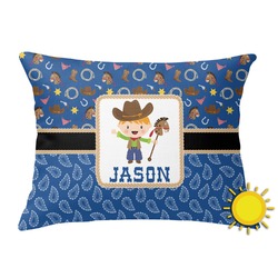 Blue Western Outdoor Throw Pillow (Rectangular) (Personalized)