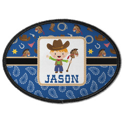 Blue Western Iron On Oval Patch w/ Name or Text