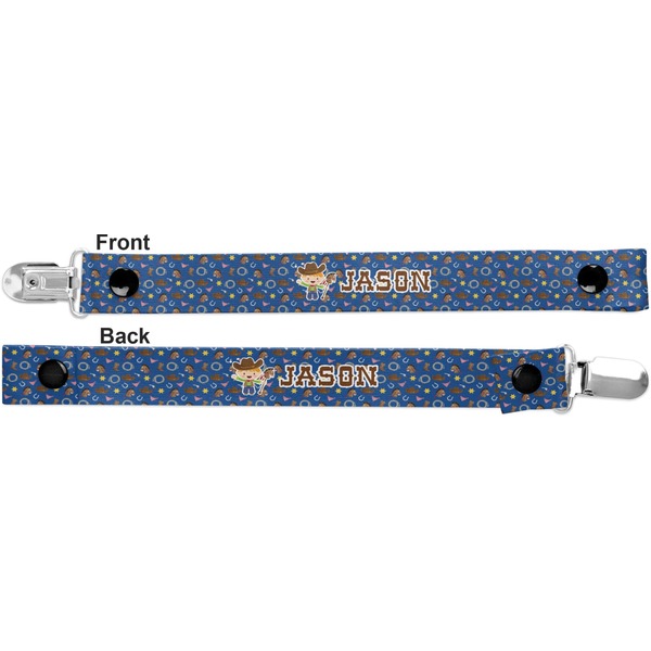 Blue Western Pacifier Clip - Front and Back