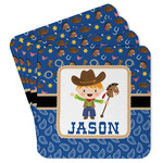 Blue Western Paper Coasters w/ Name or Text
