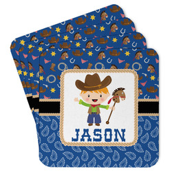 Blue Western Paper Coasters w/ Name or Text