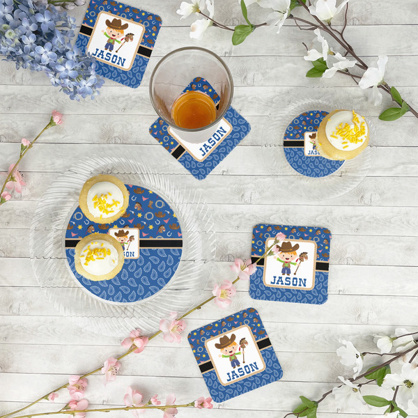 Blue Western Paper Coasters - In Context