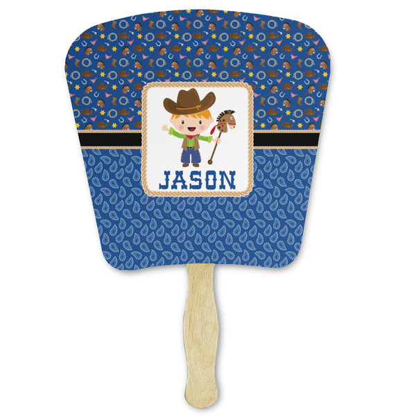 Custom Blue Western Paper Fan (Personalized)
