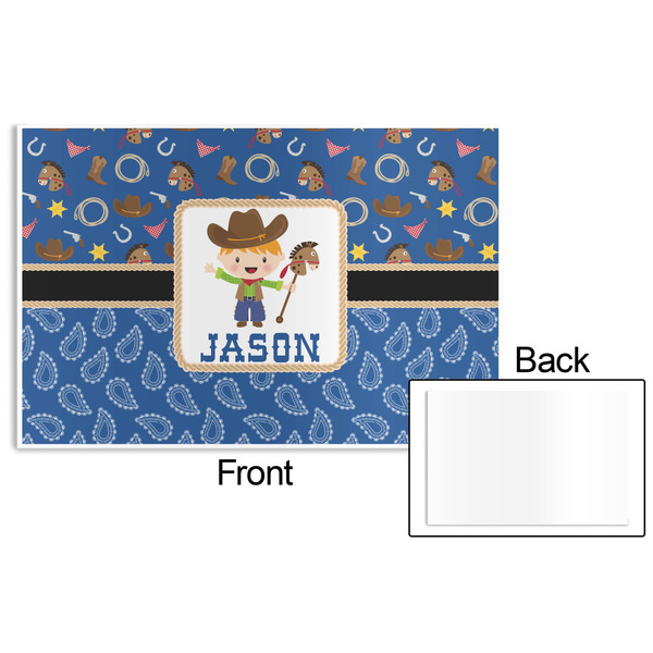 Blue Western Disposable Paper Placemat - Front & Back