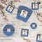 Blue Western Party Supplies Combination Image - All items - Plates, Coasters, Fans