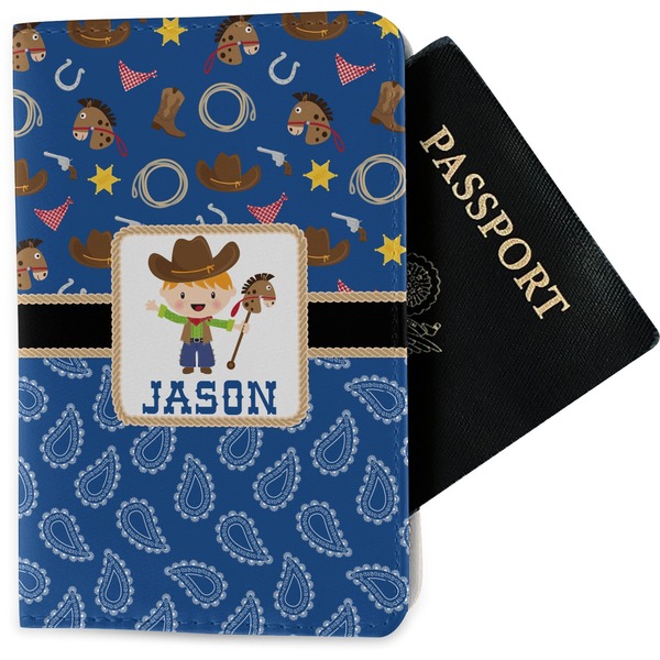Custom Blue Western Passport Holder - Fabric (Personalized)