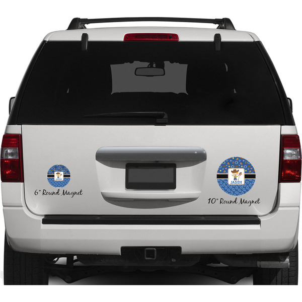 Blue Western Personalized Car Magnets on Ford Explorer
