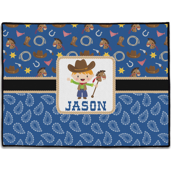 Custom Blue Western Door Mat (Personalized)