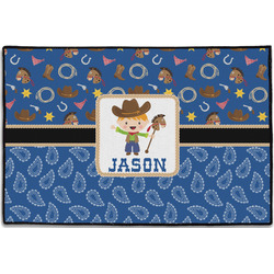 Blue Western Door Mat - 36"x24" (Personalized)