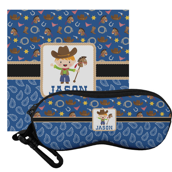 Custom Blue Western Eyeglass Case & Cloth (Personalized)