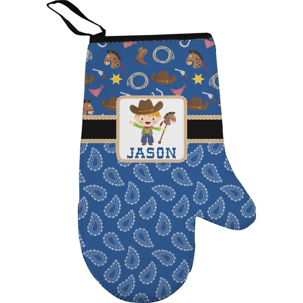 Custom Blue Western Right Oven Mitt (Personalized)