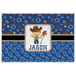 Blue Western Laminated Placemat w/ Name or Text
