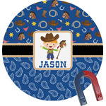 Blue Western Round Fridge Magnet (Personalized)