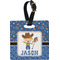Blue Western Plastic Luggage Tag - Square w/ Name or Text