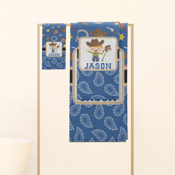 Blue Western Personalized Towel Set