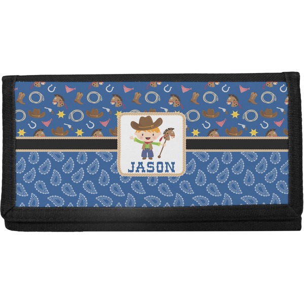 Custom Blue Western Canvas Checkbook Cover (Personalized)