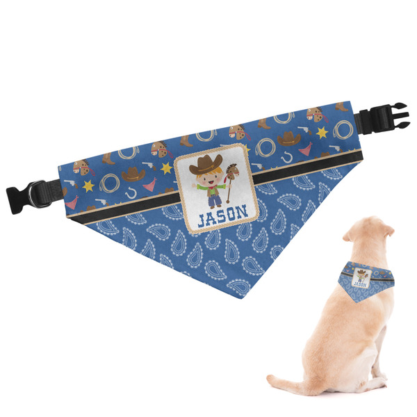 Custom Blue Western Dog Bandana - Large (Personalized)