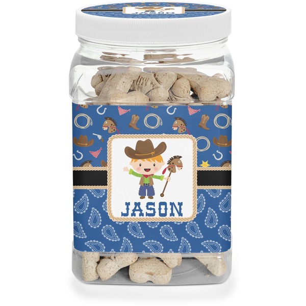 Custom Blue Western Dog Treat Jar (Personalized)