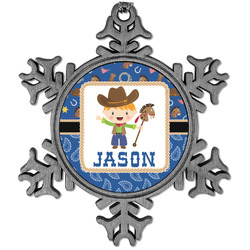 Blue Western Vintage Snowflake Ornament (Personalized)