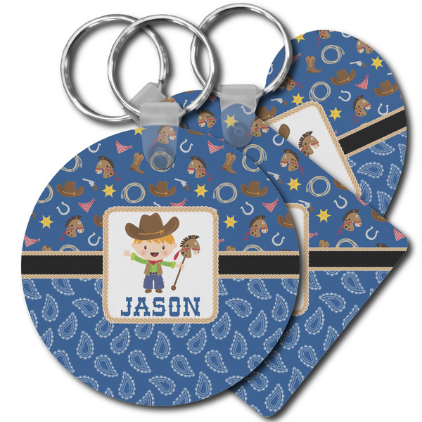 Custom Blue Western Plastic Keychain (Personalized)