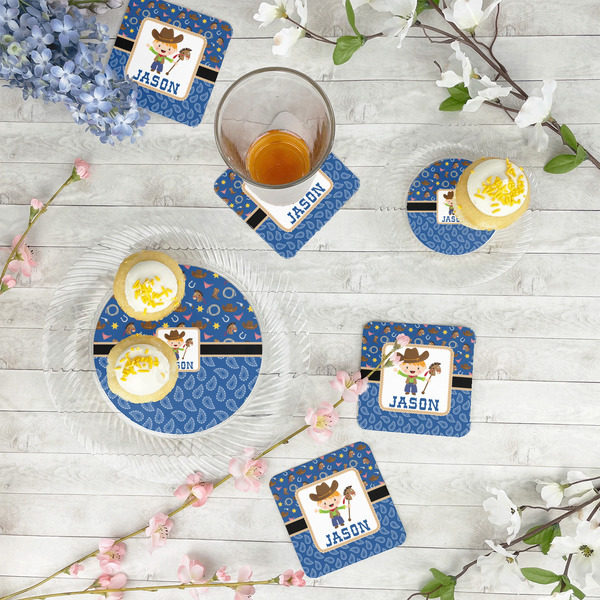 Blue Western Plastic Party Appetizer & Dessert Plates - In Context