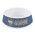 Blue Western Plastic Dog Bowl - Small (Personalized)