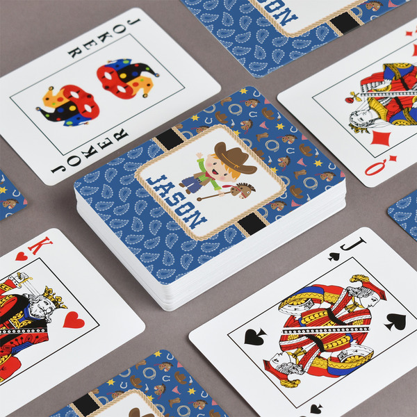 Blue Western Playing Cards - Front & Back View