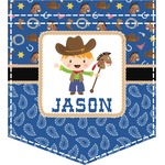 Blue Western Iron On Faux Pocket (Personalized)